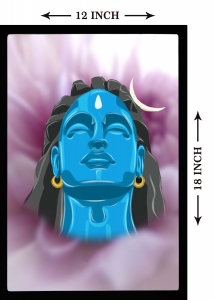 PIPILIKA® Home Decor | 19815 | Adiyogi Shiva Digital Painting | 12 inch X 18 inch | With 1 Inch Framing | Wall Decor Painting