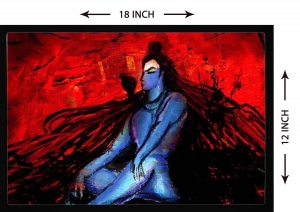 PIPILIKA® Home Decor | Art:-19817 | Shiva Digital Painting | 18 inch X 12 inch | With 1 Inch Framing | Wall Decor Painting