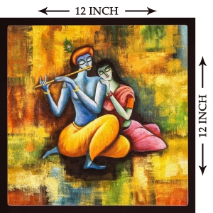 PIPILIKA® Home Decor | Art:-198113 | Krishna Radha | Famous Painting | 12 inch X 12 inch | With 1 Inch Framing | Wall Decor Painting