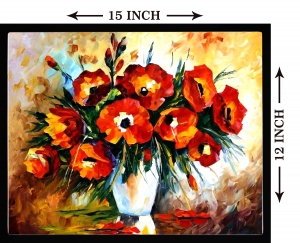 PIPILIKA® Home Decor | Art:-198117 | Flower Vase | Famous Painting | 15 inch X 12 inch | With 1 Inch Framing | Wall Decor Painting