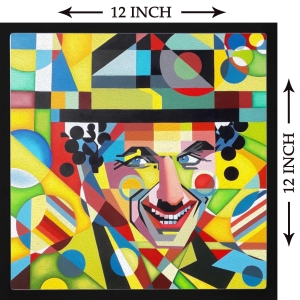 PIPILIKA® Home Decor | Art:-198120 | Charlie Chaplin Painting Picture | 12 inch X 12 inch | With 1 Inch Framing | Wall Decor Painting