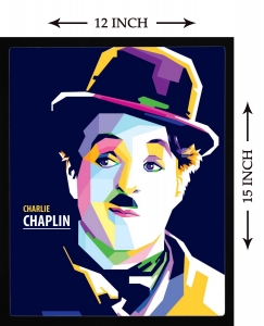 PIPILIKA® Home Decor | Art:-198122 | Charlie Chaplin Painting Picture | 12 inch X 15 inch | With 1 Inch Framing | Wall Decor Painting