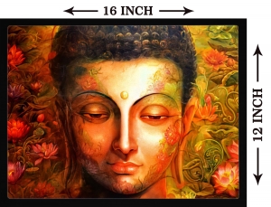 PIPILIKA Home Decor | Art:-198132 | Buddha Vastu Home Decorative Gift Item Framed Painting | 16 inch X 12 inch | With 1 Inch Framing | Wall Decor Painting