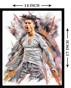 PIPILIKA® Home Decor | Art:-198136 | CR7 | Cristiano Ronaldo Painting Picture | 14 inch X 17 inch | With 1 Inch Framing | Wall Decor Painting