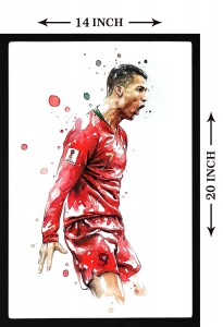 PIPILIKA® Home Decor | Art:-198137 | CR7 | Cristiano Ronaldo Painting Picture | 14 inch X 20 inch | With 1 Inch Framing | Wall Decor Painting