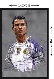 PIPILIKA® Home Decor | Art:-198138 | CR7 | Cristiano Ronaldo Painting Picture | 14 inch X 20 inch | With 1 Inch Framing | Wall Decor Painting