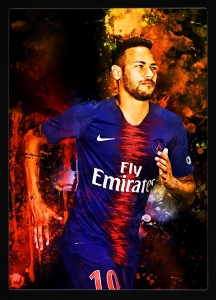 PIPILIKA® Home Decor | Art:-198139 | Neymar Jr | Neymar Painting Picture | 14 inch X 19 inch | With 1 Inch Framing | Wall Decor Painting