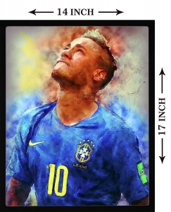 PIPILIKA® Home Decor | Art:-198143 | Neymar Jr | Neymar Painting Picture | 14 inch X 19 inch | With 1 Inch Framing | Wall Decor Painting