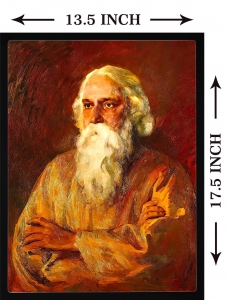 PIPILIKA® Home Decor | Art:-198151 | Rabindranath Tagore Portrait Picture Print | 13.5 inch X 17.5 inch | With 1 Inch Framing | Wall Decor Painting