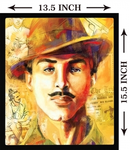 PIPILIKA® Home Decor | Art:-198155 | Shahid Bhagat Singh Portrait Picture Print | 13.5 inch X 15.5 inch | With 1 Inch Framing | Wall Decor Painting