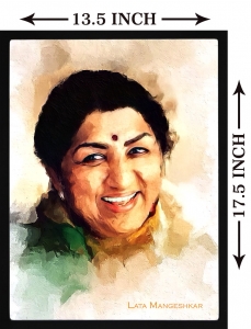 PIPILIKA® Home Decor | Art:-198159 | UV Laminated | Lata Mangeshkar Portrait Painting Print | 13.5 inch X 17.5 inch | With 1 Inch Framing | Wall Decor Painting