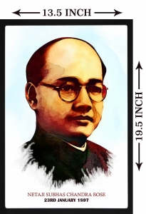 PIPILIKA® Home Decor | Art:-198163 | UV Laminated | Netaji Subhas Chandra Bose | 13.5 inch X 19.5 inch | With 1 Inch Framing | Wall Decor Painting