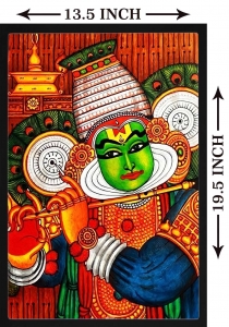 PIPILIKA® Home Decor | UV Laminated | Kathakali Sri Krishna Painting With Framing | 13.5 inch X 19.5 inch | With 1 Inch Framing | Wall Decor Painting | Art:-198166