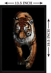 PIPILIKA® Home Decor | UV Laminated | Beautiful Portrait Painting Picture of TIGER - With Framing | SIZE: 13.5 inch X 19.5 inch | 1 Inch Framing | Wall Decor Painting | Art:-198175