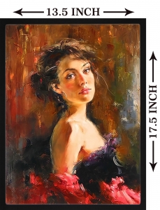 PIPILIKA® Home Decor | UV Laminated | Beautiful Women Lady Portrait Painting Picture - With Framing | SIZE: 13.5 inch X 17.5 inch | 1 Inch Framing | Wall Decor Painting | Art:-198176