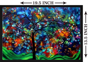 PIPILIKA® Home Decor | UV Laminated | Beautiful Abstract Painting Picture of Nature Scenery - With Framing | SIZE: 19.5 inch X 13.5 inch | 1 Inch Framing | Wall Decor Painting | Art:-198178