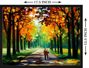 PIPILIKA® Home Decor | UV Laminated | LOVE-COUPLE-NATURE | Beautiful Painting Print - With Framing | SIZE: 17.5 inch X 13.5 inch | 1 Inch Framing | Wall Decor Painting | Art Work | Art:-198185