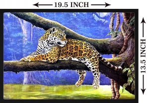 PIPILIKA® Home Decor | UV Laminated | Beautiful Painting Picture of TIGER Sitting on Tree Brunch - With Framing | SIZE: 19.5 inch X 13.5 inch | 1 Inch Framing | Wall Decor Painting | Art:-198187