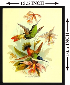 PIPILIKA® Home Decor | UV Laminated | LOVE - Wonderful Painting Picture of Lovely Hummingbirds - With Framing | SIZE: 13.5 inch X 16.5 inch | 1 Inch Framing | Wall Decor Painting | Birds | Art:-198188