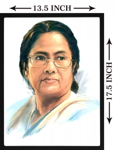 PIPILIKA® Home Decor | UV Laminated | Wonderful Portrait Picture Painting of Honorable CM MAMATA BANERJEE - With Framing | 13.5 inch X 17.5 inch | Beautiful Painting | Art:-198193