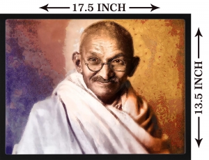 PIPILIKA® Home Decor | UV Laminated | Wonderful Portrait Picture Photo Painting of Mahatma Gandhi - With Framing | 17.5 inch X 13.5 inch | Home Decor Wall Painting | Art:-198197