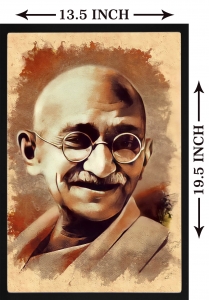 PIPILIKA® Home Decor | UV Laminated | Wonderful Portrait Picture Photo Painting of Mahatma Gandhi - With Framing | 13.5 inch X 19.5 inch | Home Decor Wall Painting | Art:-198198