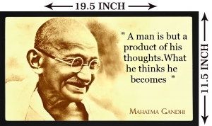 PIPILIKA® Home Decor | UV Laminated | Wonderful Portrait Picture Photo Painting of Mahatma Gandhi - With Framing | 19.5 inch X 11.5 inch | Home Decor Wall Painting | Gandhiji Quotes | Art:-198199