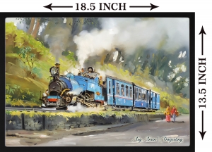 PIPILIKA® Home Decor | UV Laminated | DARJEELING-TOY TRAIN | Beautiful Painting Print - With Framing | SIZE: 18.5 inch X 13.5 inch | 1 Inch Framing | Wall Decor Painting | Art Work | Art:-1981103