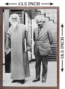 PIPILIKA® Home Decor | UV Laminated | VERY RARE PICTURE OF RABINDRATH TAGORE & ALBERT EINSTEIN | With 1 Inch Framing | SIZE: 18.5 inch X 13.5 inch | Wall Decor Painting | Famous Picture | Art:-1981106