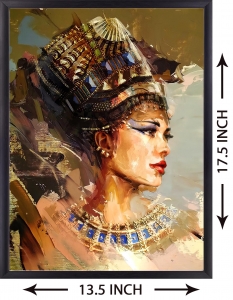 PIPILIKA® Home Decor | UV Laminated | Beautiful Egyptian Women Lady Portrait Painting Picture - With Framing | SIZE: 13.5 inch X 17.5 inch | 1 Inch Framing | Wall Decor Painting | Art:-1981112