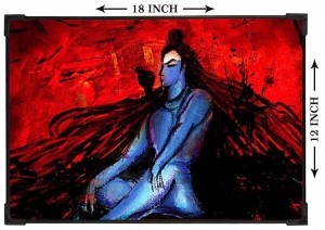 FURNATO Home Decor | Long Lasting UV Coated Hard Unbreakable MDF Board Laminated Picture of Lord Shiva | Religious Home Decor Painting Photo | MDF Long Lasting Binding