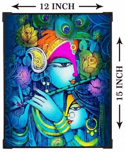 FURNATO Home Decor | Long Lasting UV Coated Hard Unbreakable MDF Board Laminated Picture of Shree Krishna | Religious Home Decor Painting Photo | MDF Long Lasting Binding