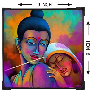 FURNATO Home Decor | Long Lasting UV Coated Hard Unbreakable MDF Board Laminated Picture of Shree Krishna | Religious Home Decor Painting Photo | MDF Long Lasting Binding