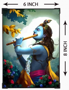 FURNATO Home Decor | Long Lasting UV Coated Hard Unbreakable MDF Board Laminated Picture of Shree Krishna | Religious Home Decor Painting Photo | MDF Long Lasting Binding