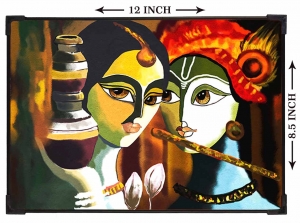 FURNATO Home Decor | Long Lasting UV Coated Hard Unbreakable MDF Board Laminated Picture of Shree Krishna | Religious Home Decor Painting Photo | MDF Long Lasting Binding