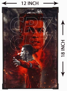 FURNATO | Painting of Cristiano Ronaldo | Artistic Painting | with Long Lasting UV Coated MDF Framing | Laminated | Home Decor