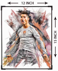 FURNATO | Painting of Cristiano Ronaldo | Artistic Painting | with Long Lasting UV Coated MDF Framing | Laminated | Home Decor