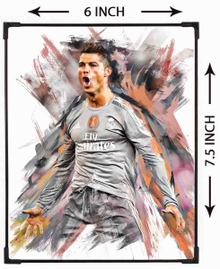 FURNATO | Painting of Cristiano Ronaldo | Artistic Painting | with Long Lasting UV Coated MDF Framing | Laminated | Home Decor