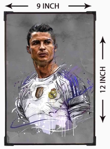 FURNATO | Painting of Cristiano Ronaldo | Artistic Painting | with Long Lasting UV Coated MDF Framing | Laminated | Home Decor