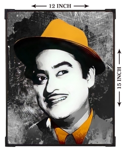 FURNATO | Painting of Kishore Kumar | Artistic Painting | with Long Lasting UV Coated MDF Framing | Laminated | Home Decor – MDF61