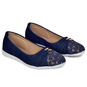 PIPILIKA Belly Flat 013 Blue Ballerinas Shoes Of Denim Jeans Bellies For Women (Navy)(UK/India 3)