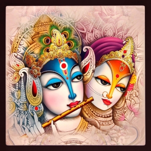 PIPILIKA® Home Decor | Art:-198115 | Radha Krishna | 12 inch X 12 inch | With 1 Inch Framing | Wall Decor Painting