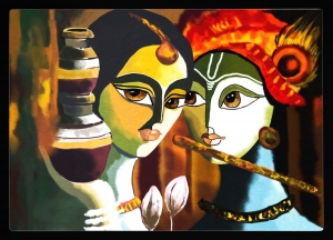 PIPILIKA® Home Decor | Art:-198116 | Radha Krishna | 17 inch X 12 inch | With 1 Inch Framing | Wall Decor Painting