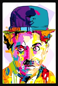 PIPILIKA® Home Decor | Art:-198125 | Charlie Chaplin Painting Picture | 12 inch X 18 inch | With 1 Inch Framing | Wall Decor Painting