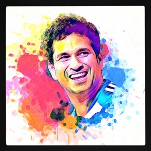 PIPILIKA® Home Decor | Art:-198126 | The Great Sachin Tendulkar | Digital Paint Print | 12 inch X 12 inch | With 1 Inch Framing | Wall Decor Painting