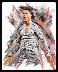 PIPILIKA® Home Decor | Art:-198136 | CR7 | Cristiano Ronaldo Painting Picture | 14 inch X 17 inch | With 1 Inch Framing | Wall Decor Painting