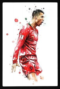 PIPILIKA® Home Decor | Art:-198137 | CR7 | Cristiano Ronaldo Painting Picture | 14 inch X 20 inch | With 1 Inch Framing | Wall Decor Painting