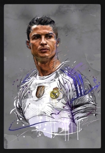 PIPILIKA® Home Decor | Art:-198138 | CR7 | Cristiano Ronaldo Painting Picture | 14 inch X 20 inch | With 1 Inch Framing | Wall Decor Painting