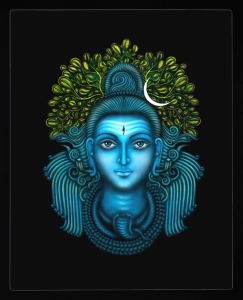 PIPILIKA® Home Decor | Art:-19816 | Shiva Digital Painting | 12 inch X 15 inch | With 1 Inch Framing | Wall Decor Painting