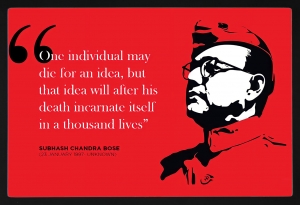 PIPILIKA® Home Decor | Art:-198162 | UV Laminated | Netaji Subhas Chandra Bose | 19.5 inch X 13.5 inch | With 1 Inch Framing | Wall Decor Painting